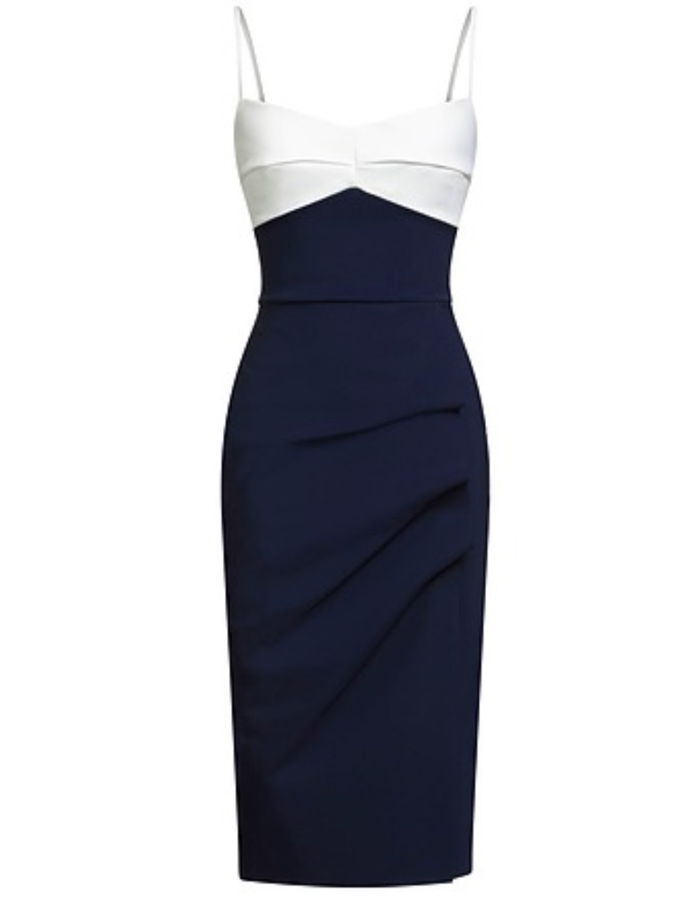 BNWT Chiara Boni La Petite Robe White and Navy Spaghetti Strap Sheath Dress 38/2
